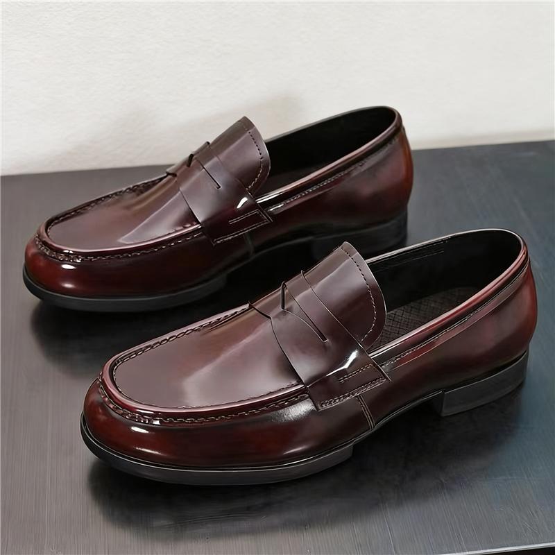 

Luxury Trend Designer New Men Pointed Penny Loafter Glossy Black Brown Flats Leather Casual Shoes Male Formal Dress Footwear 38 коричневий