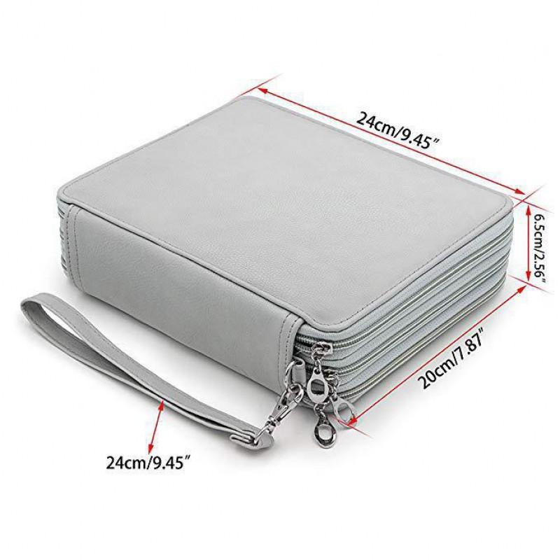 Large Capacity Art Pencil Case With 120/168 Slots PU Leather Handheld Bag Artists Students Sketching Drawing Supplies