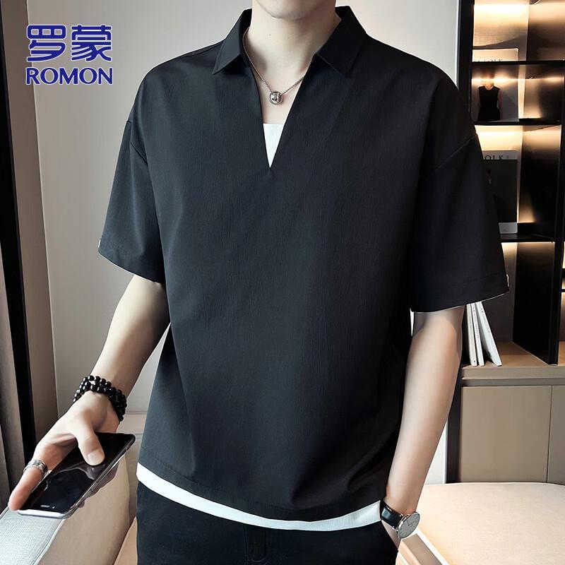Romon Men s Ice Silk Short-Sleeve Polo T-Shirt XXL