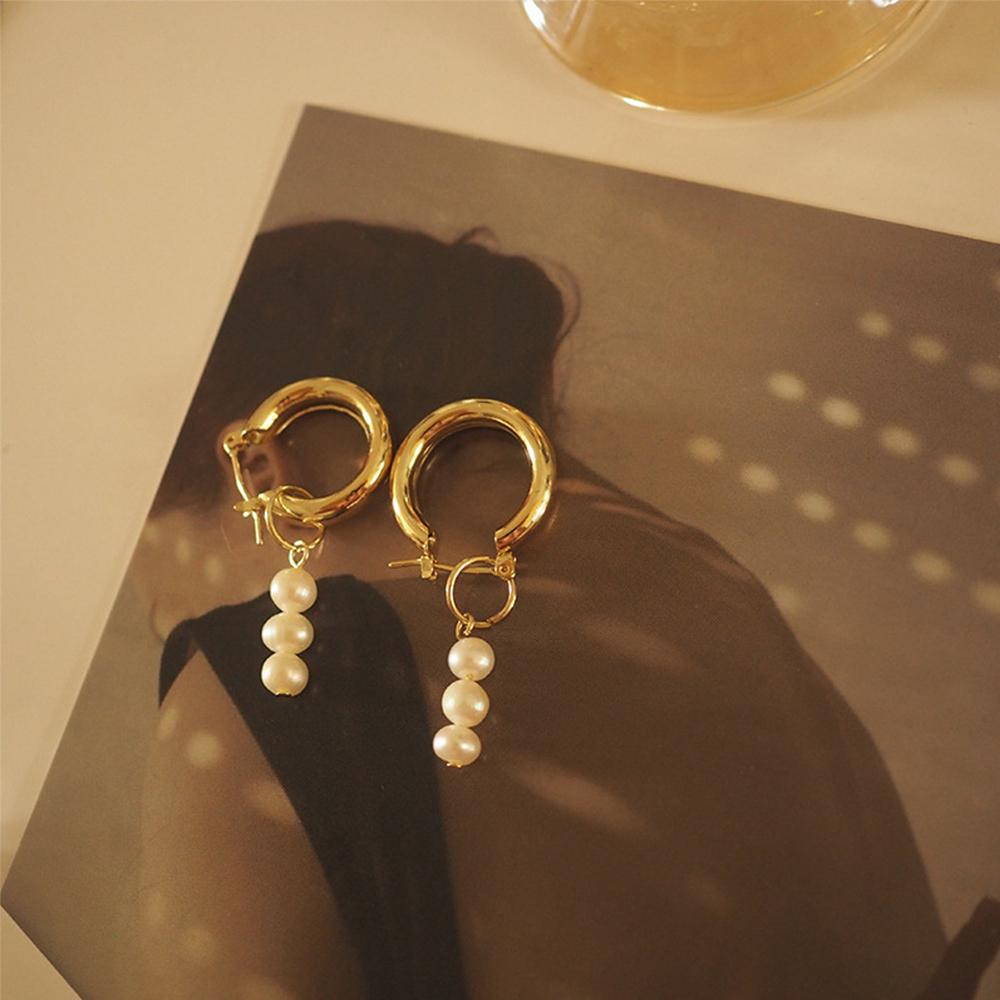 Fashion Women Charm Vintage Elegant Freshwater Pearl Pearl Earrings Fashion Jewelry Hoop Earrings