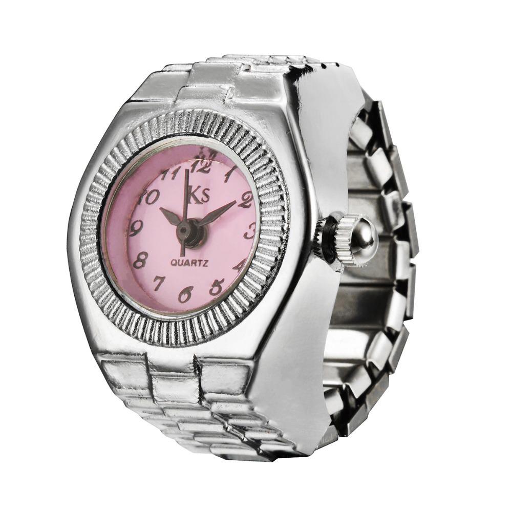 Stylish Alloy Silver Shell Ring Watch with Large & Small Numbers for Men & Women