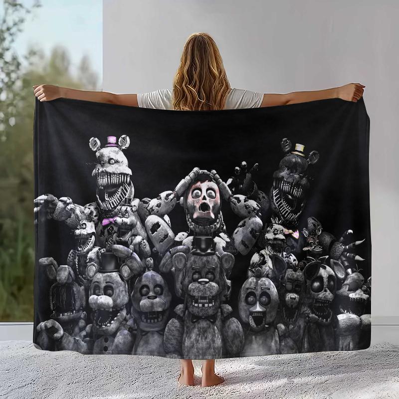 Coperta in Flanella Horror Freddy F-FNAF Games, Coperta in Peluche Calda Ultra Morbida per Casa Camera da Letto Letto Divano Ufficio Campeggio Picnic