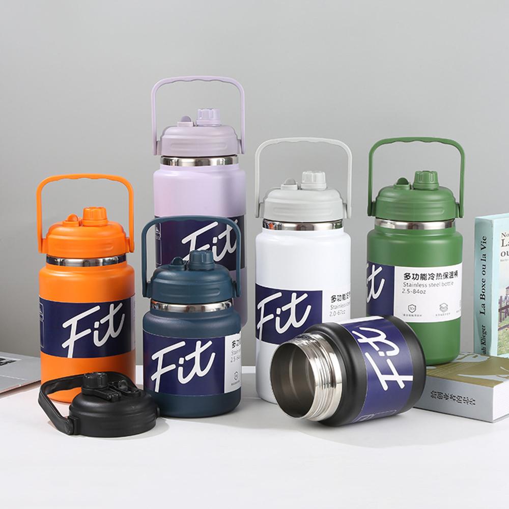 50oz New large capacity insulation bucket, Multi-functional 304 stainless steel thermo jug, Outdoor portable sports kettle, 1.5L