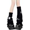 Black White Grey Star Knitted Leg Warmers Winter Warm Cotton Thigh High Stockings Elastic Warm Thigh Knitted Boot Stockings