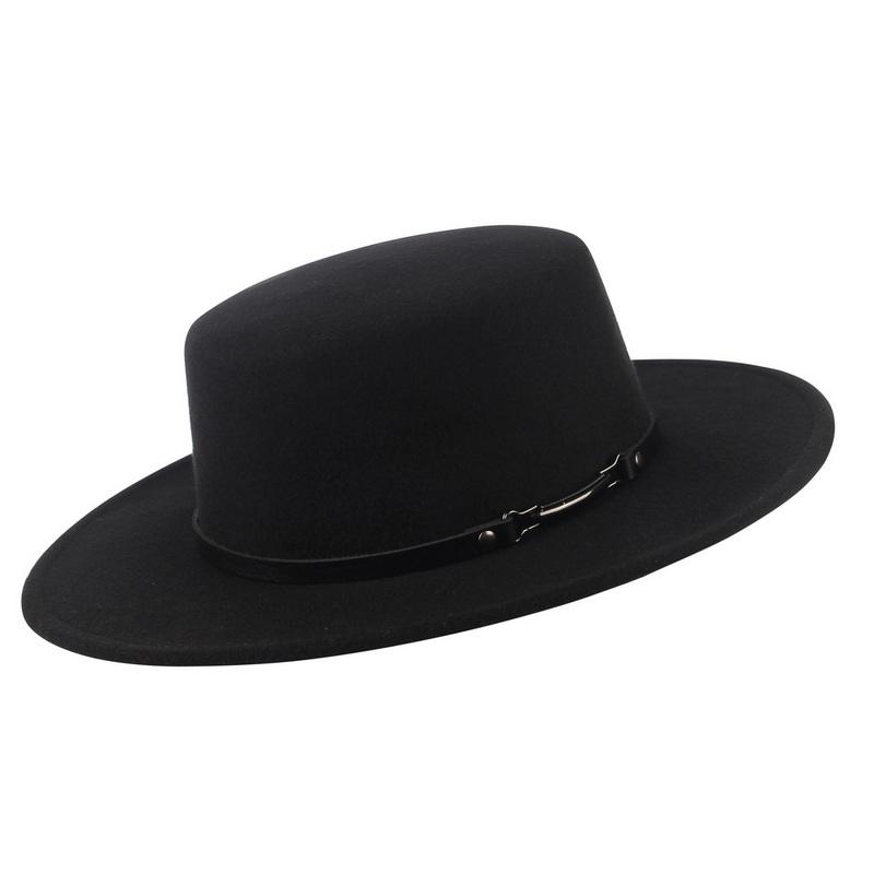 Retro Winter Autumn Women Felt Fedora Hats Belt Buckle Decorated Ladies Boater Hat Flat Brim Church Hats Women Elegant2023