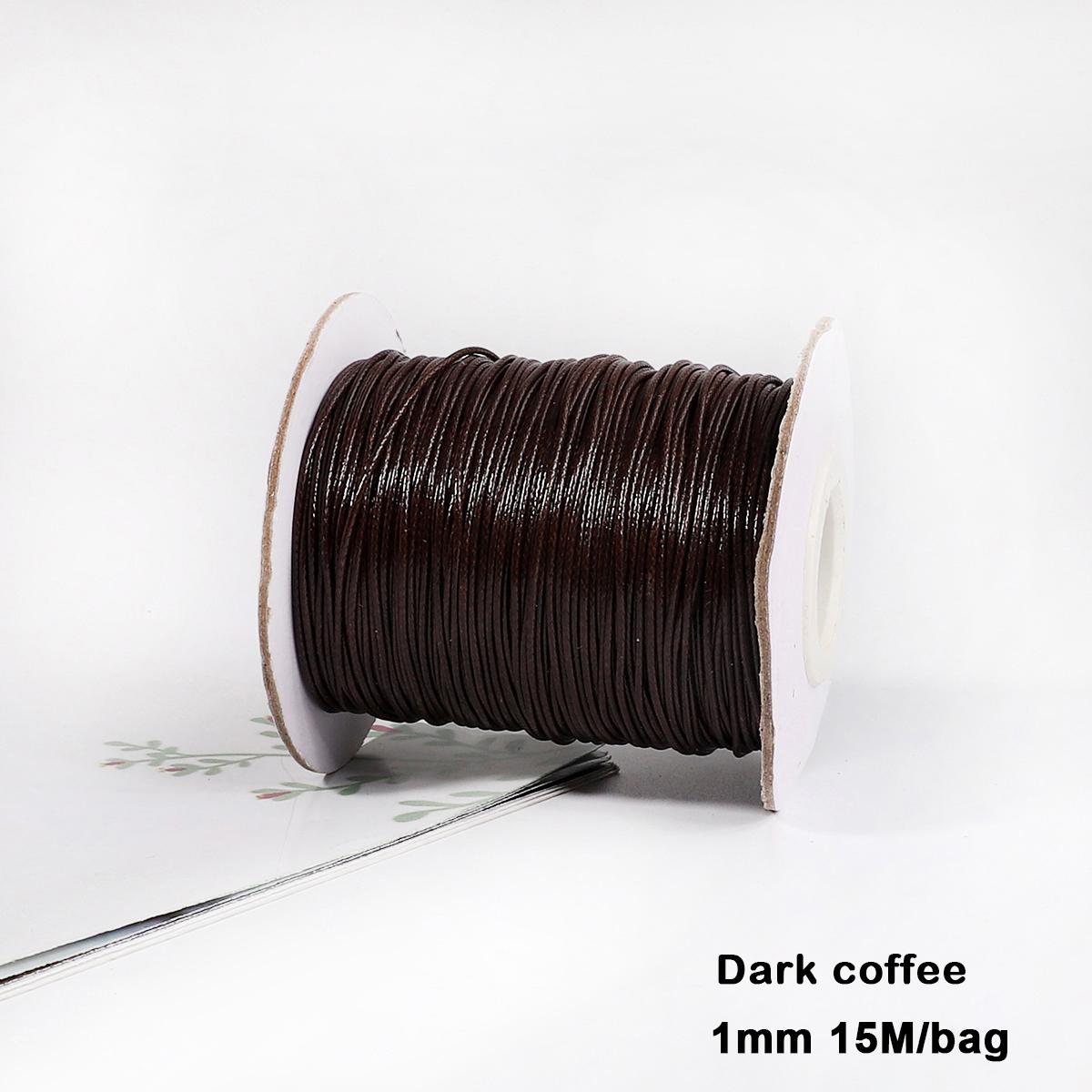 

Разноцветные вощеные хлопковые шнуры для макраме, ювелирные бусины, изготовление ювелирных изделий своими руками 1mm 15meter темный кофе