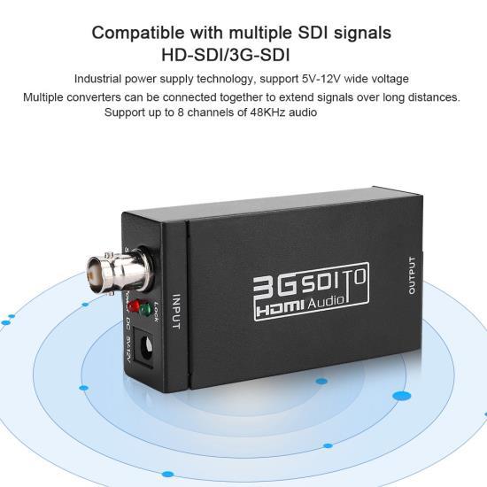 SDI To HDMI Converter Camera To TV High Definition Switch Box Black 3G SDI Interface Support HDMI1.3 110‑240V Noir Prise EU