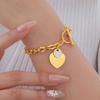 Exquisite Love Heart Charm Bracelets for Women, Gold Color Stainless Steel OT Zircon Bracelets,  Waterproof Jewelry Gift