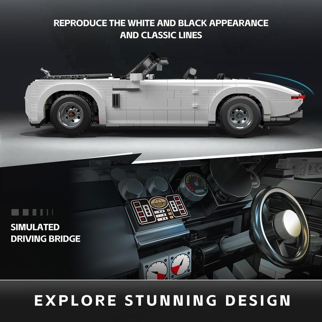 Mold King 10031 MOC tehnologie model mașină sport blocuri de construcție set, mașină sport creativă cu clemă deschisă pentru mașină, set de jucării cu blocuri de construcție model mașină