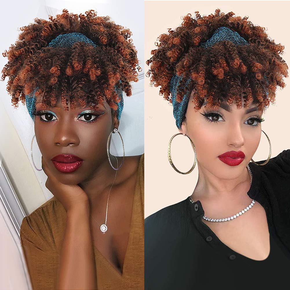 Foreign Trade Explosions African Small Curly Hair Bangs Adjustable Medium Integrated Headband Wig High-Temperature Silk