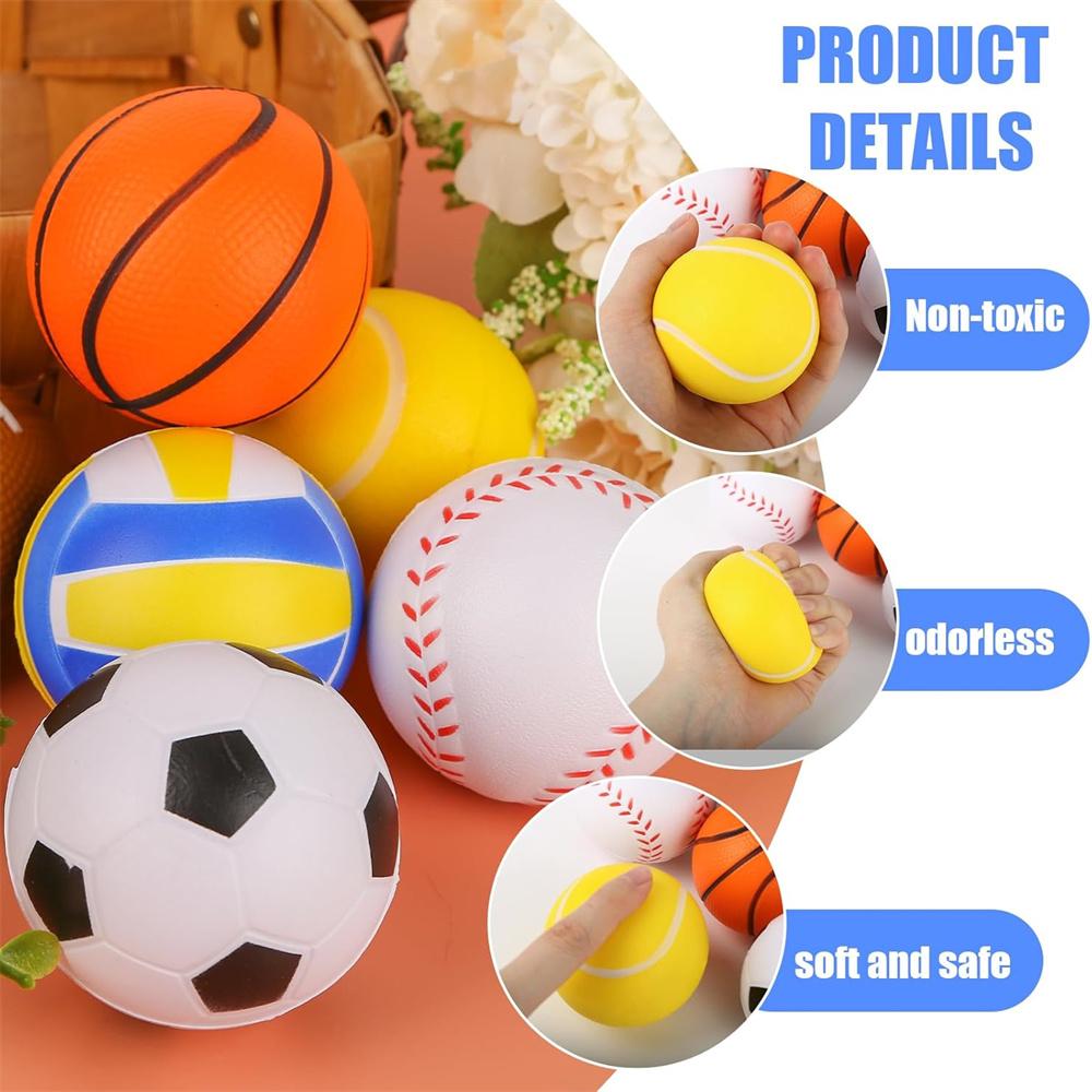 6cm Mini Sponge Pressure Ball Children's PU Ball Basketball Baseball Football Tennis Ball Squeezing Ball Pressure Reducing
