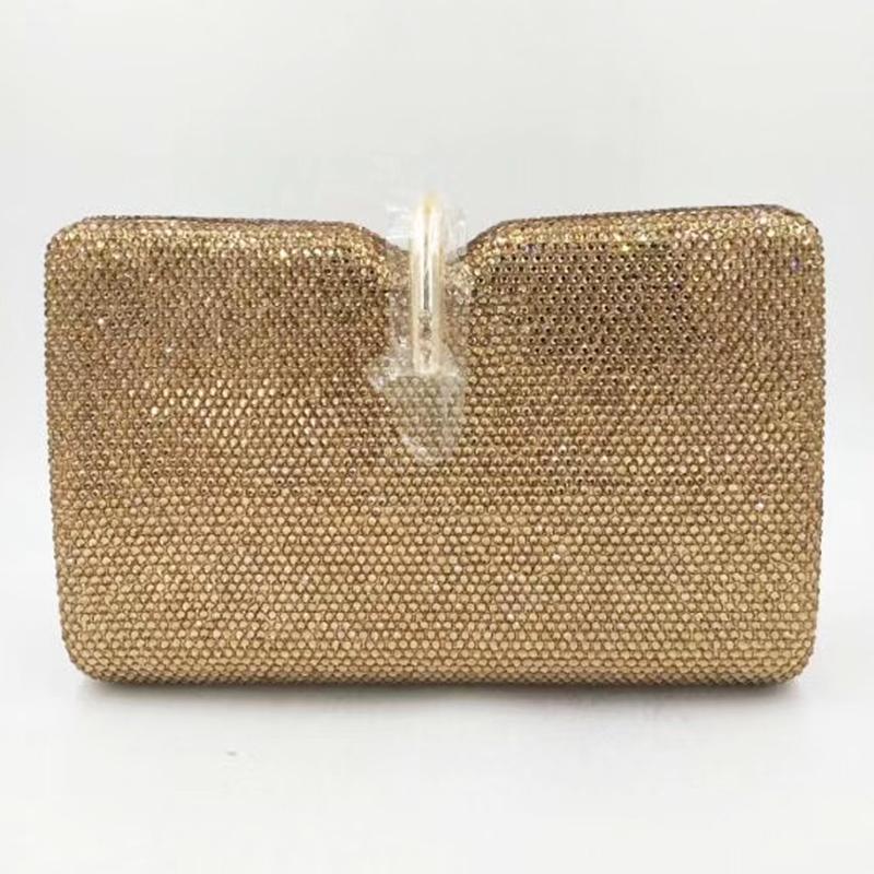 Coffee/Red Crystal Large Evening Clutches Diamond Wedding Purses Rhinestone Party Handbags Silver Bridal Dinner Clutch Bag