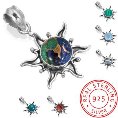 925 Sterling Silver Pendant Women Gemstone Handmade Jewelry Thanksgiving Gift Amazonite Angelite Blue Opal Botswana Agate Mohave Azurite Chrysocolla