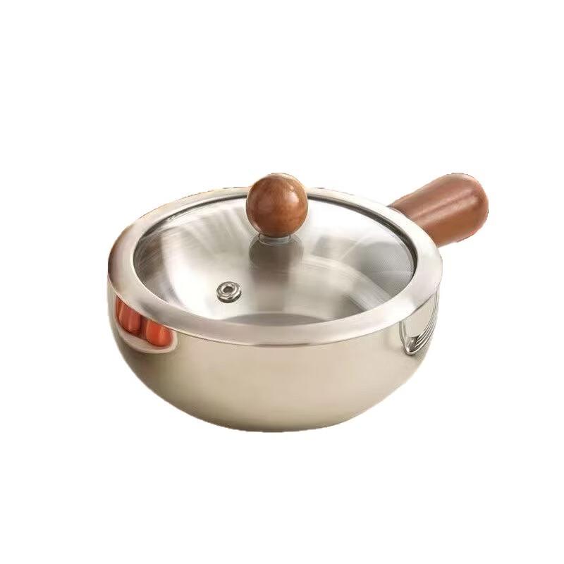 ZISIZ Anti-Scald Wooden Handle Stainless Steel Pot