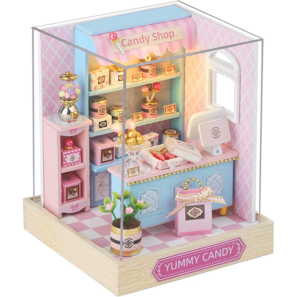 

CUTEROOM DIY Миниатюрный набор для кукольного домика со светодиодной подсветкой, пылезащитный чехол-витрина, инструкция на английском языке