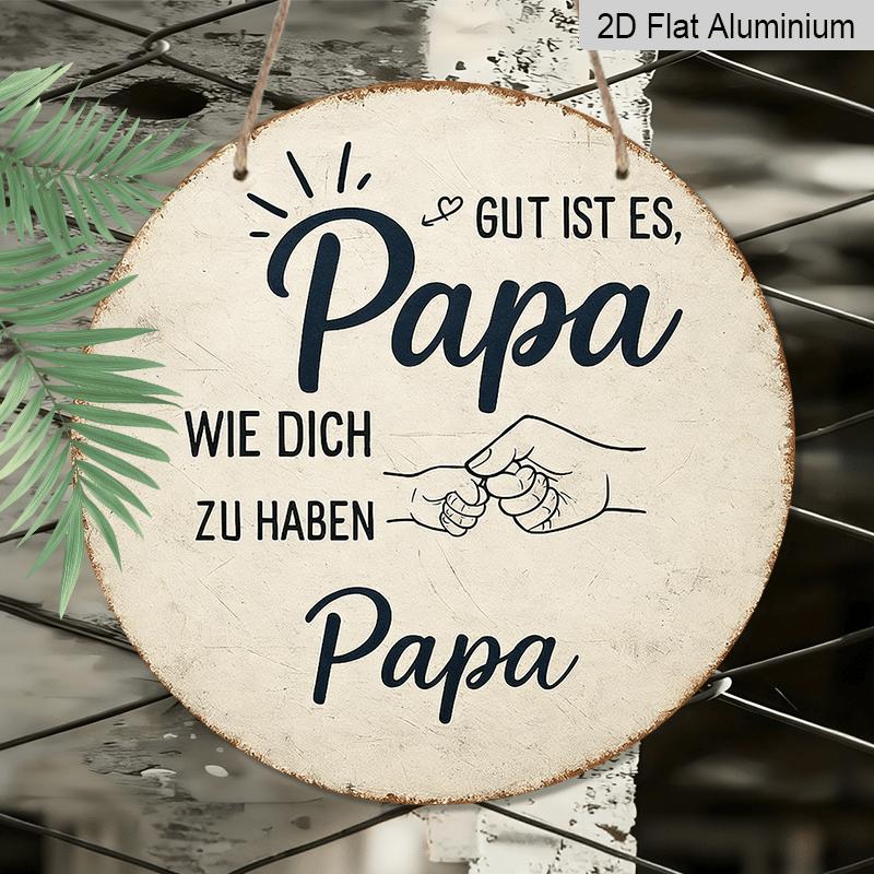 2D Flat, 1pc Vintage Aluminum Sign, German Father'S Gratitude Quote with Fist Pattern Decoration Plaque, Suitable for Bedroom, Living Room, Dining