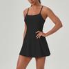 Women's Athletic Dress Sleeveless Built-in Bra And Shorts Exercise Tennis Dress