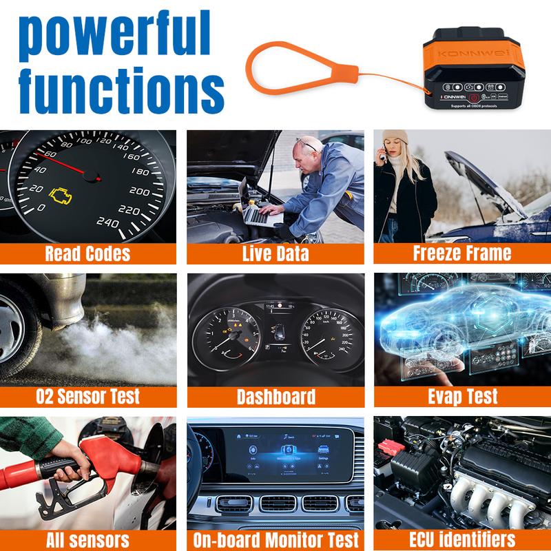 KONNWEI KW906 ELM327 V1.5 Pic18F25K80 OBD2 Scanners Bluetooth 5.0 For Android/IOS OBD 2 Car Diagnostic tool Code Reader PK iCar2