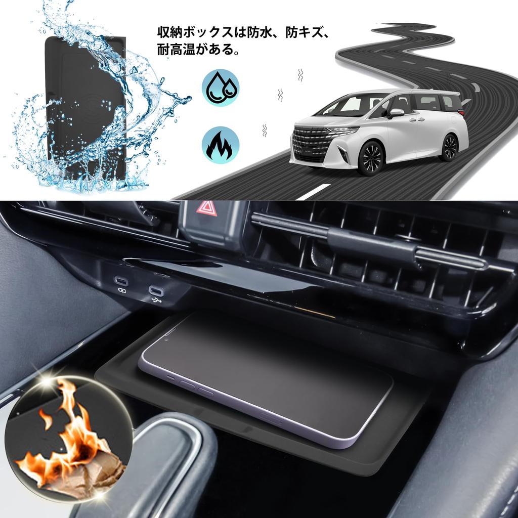 SHAOHAO Wireless Charging Tray Mat for Toyota Alphard 40 Series and Vellfire 40 Series Console Rubber Alphard 40 Vellfire 40 Car Supplies (4th