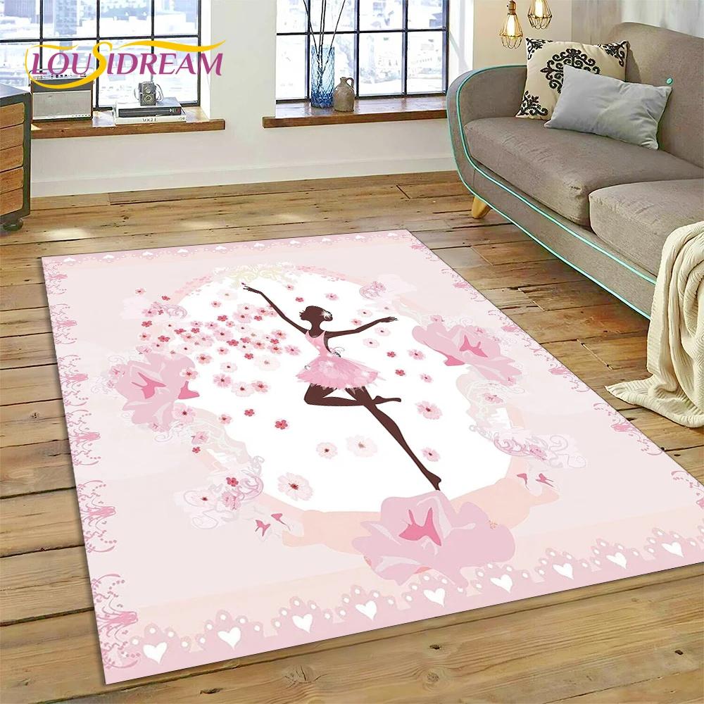Alfombra Alfombra de Dibujos Animados de Hada Bailarina de Ballet de Ensueño Linda para Decoración de Sala de Estar Dormitorio, Decoración Antideslizante para Sofá Felpudo Niño