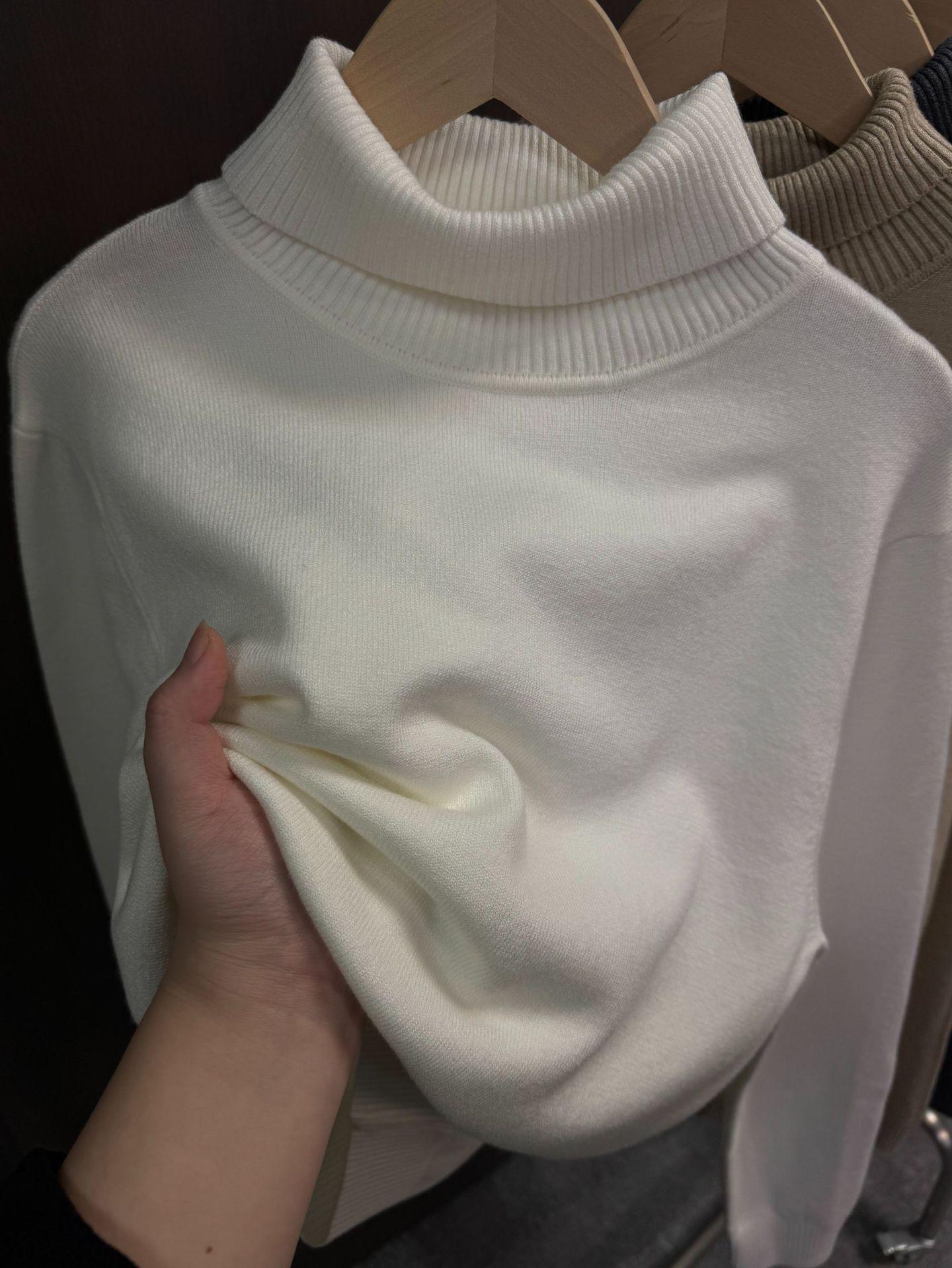 2025 Men s Autumn/Winter High Neck Solid Color Casual Knit Sweater XL