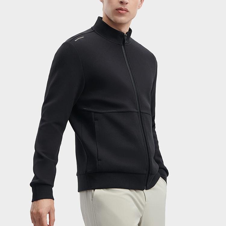 Fila Solid Color Zip Collar Long Sleeve Jacket Men Jackets Black F11M342504FBK