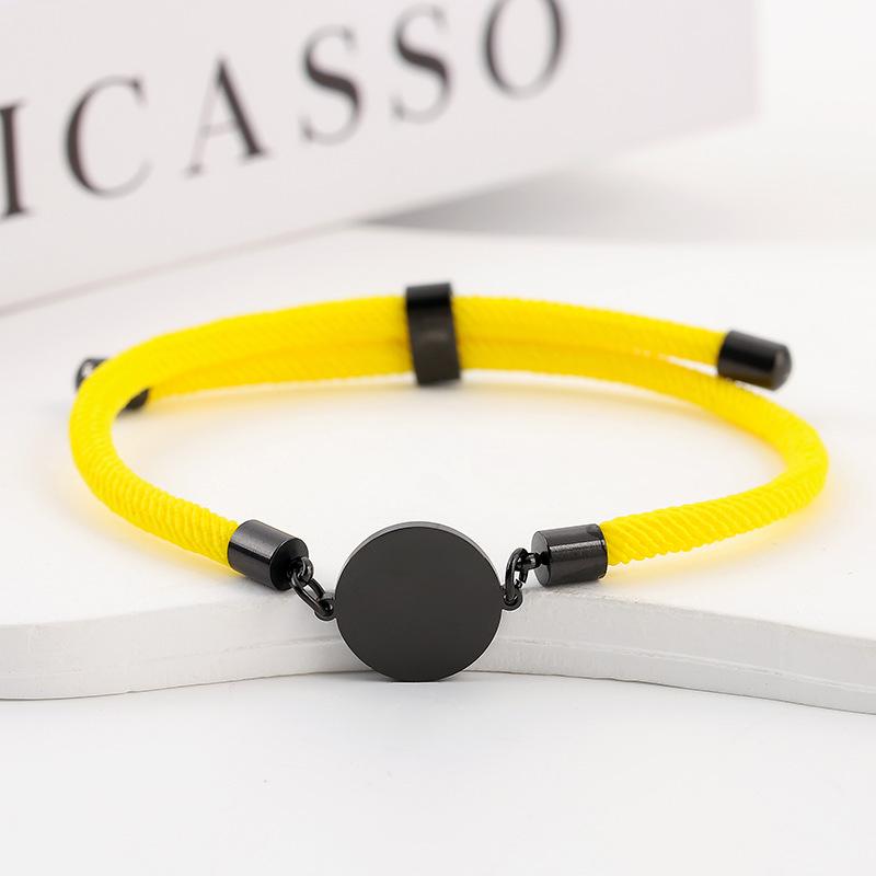Adjustable 15mm Multi-Color Round Milanese Rope Bracelet with Stainless Steel Cross for Laser UV Printing.