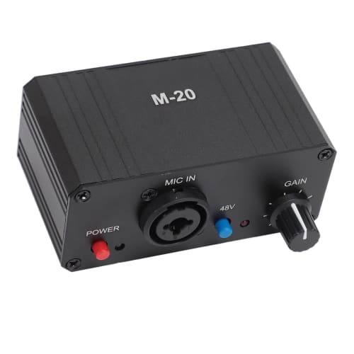 High-Gain Microphone Preamp with 48V Phantom Power, Low Noise, and XLR Output for Dynamic and Condenser Microphones