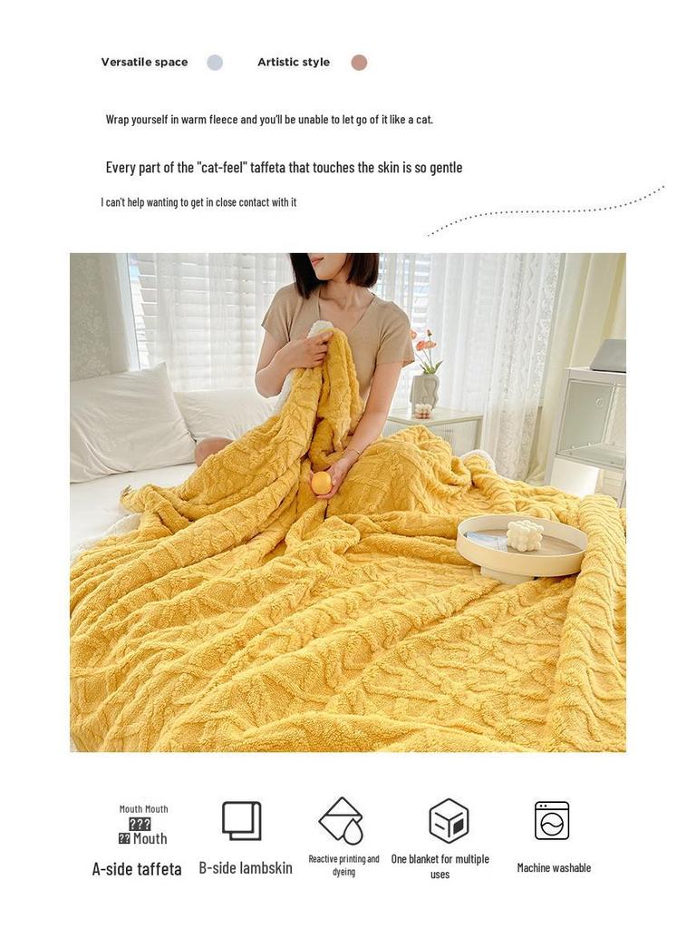 Velvet Taffeta Double-Layer Fleece Winter Blanket Quilt Cover for Office Nap