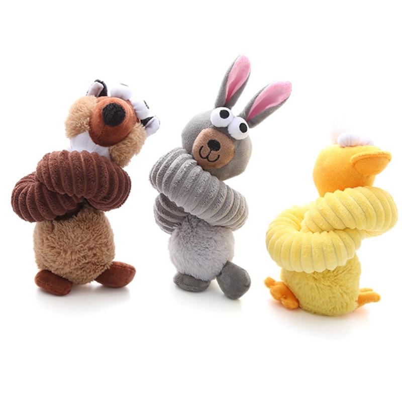 2pcs Plush Cartoon Animal Shape Toy for Chewing Teeth Cleaning Dogs Cloth Toy Training Squeaky Toy for Aggressive Chewer