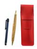 Slim Leather Pen Case In with a Blue Pen and a Retro Maple Wood Ballpoint Pen Set Red, Metal-touch (ASR-ALL-HS47S)