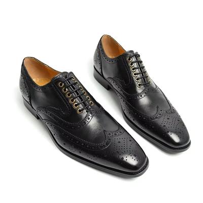 Fashion Men's Dress Shoes Pure Genuine Leather In Classic Brogue Retro Style Business Wedding Formal Shoe for Men Handcrafted New Trendy