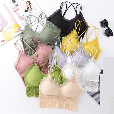 Women Sexy Bra Solid Vest Lace Camisole Breathable Push Up Top Underwear