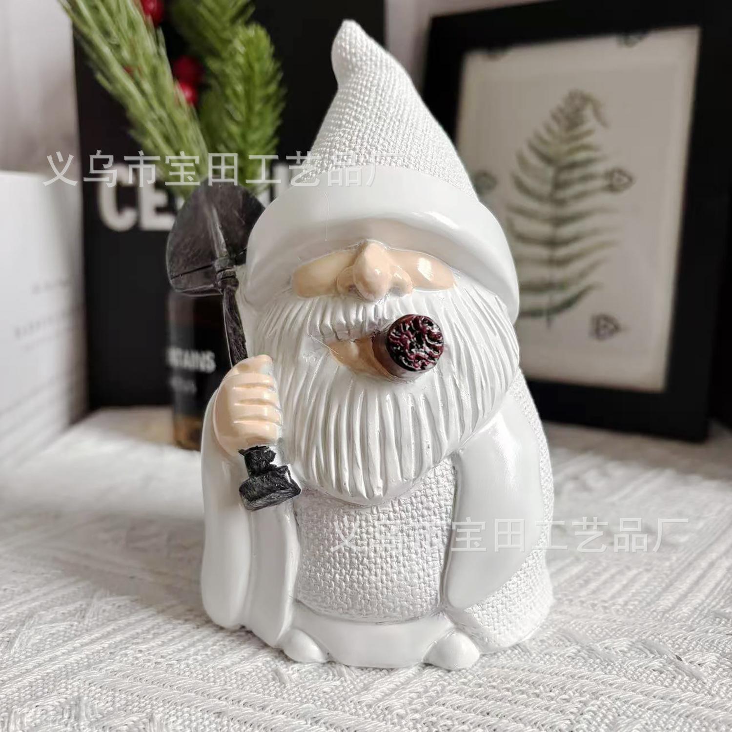 Latte shovel smoking white old man resin handicraft ornament christmas ornament gift gift