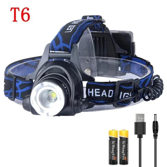 Powerful LED Induction Headlamp USB/DC Rechargeable Headlight Aluminium Alloy Outdoor Fishing Head Lamp High Lumen Head Torch