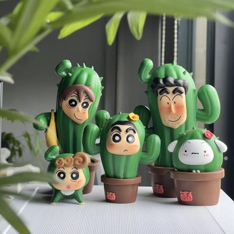 Crayon Shin Chan Family Action Figure Cosplay Cactus Anime Collectible Model Toy