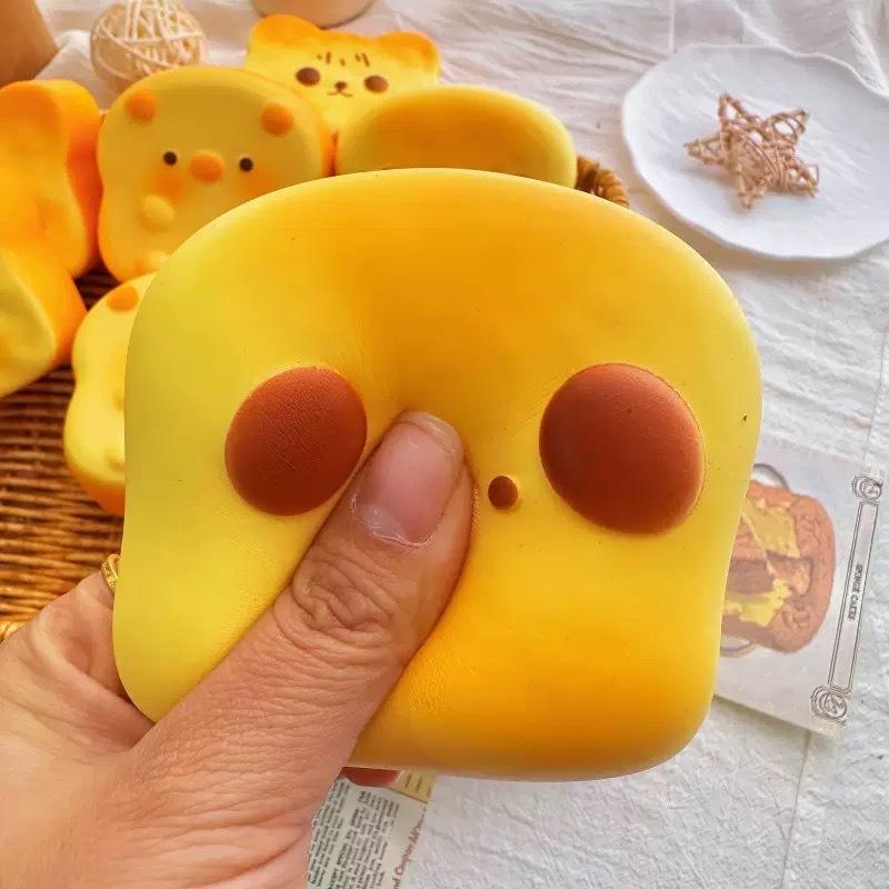Cute Cartoon Simulated Toast Squeeze Toy Soft Stress Relief Slow Rising Sensory Fidget For Anxiety Gifts For Kids Adults