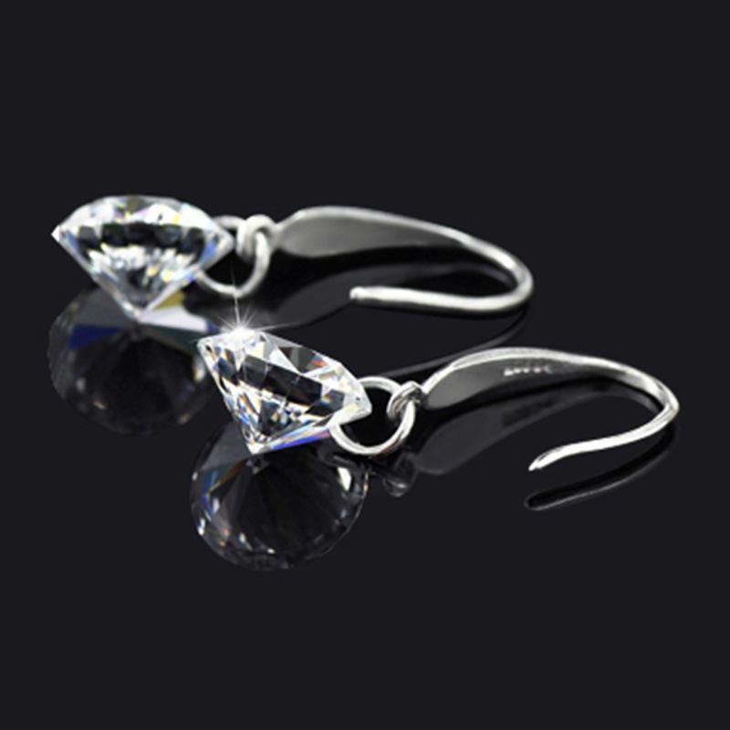 Silver-Plated Zircon Fashion Earrings with Bare Stone Design