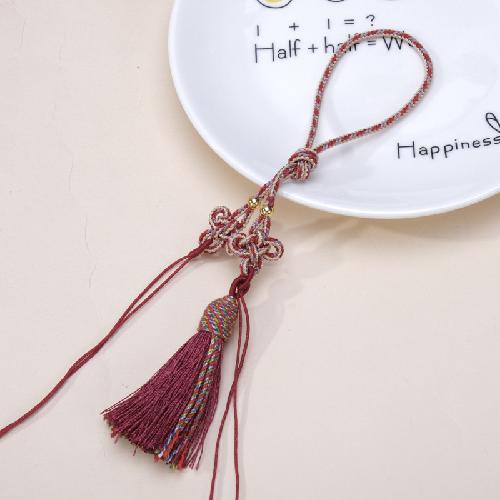 Chinese Knot Handle Rope Tibetan Tassel Pendant Accessories Diy Mobile Phone Lanyard Car Pendant Gold Bead Tassel Pendant