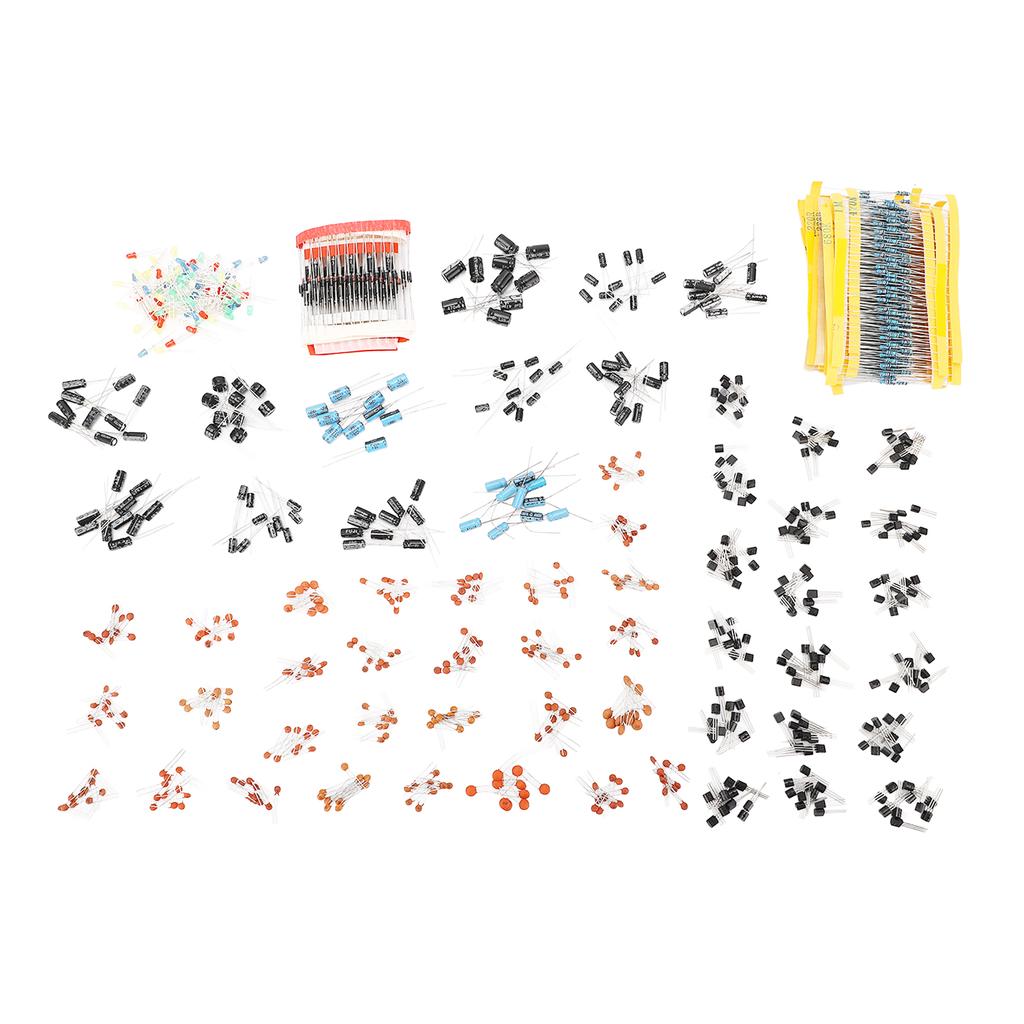 Zestaw 1400 sztuk Komponenty elektroniczne Rezystor metalofilmowy Kondensator elektrolityczny ceramiczny Tranzystor
