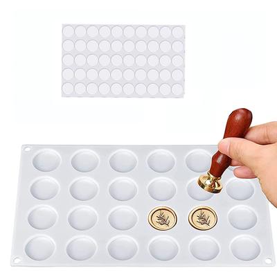 Silicone Mold Mat for Wax Seal Stamp Melt Press Letter Envelope Pad 24 Cavity Round with Adhesive Sticker