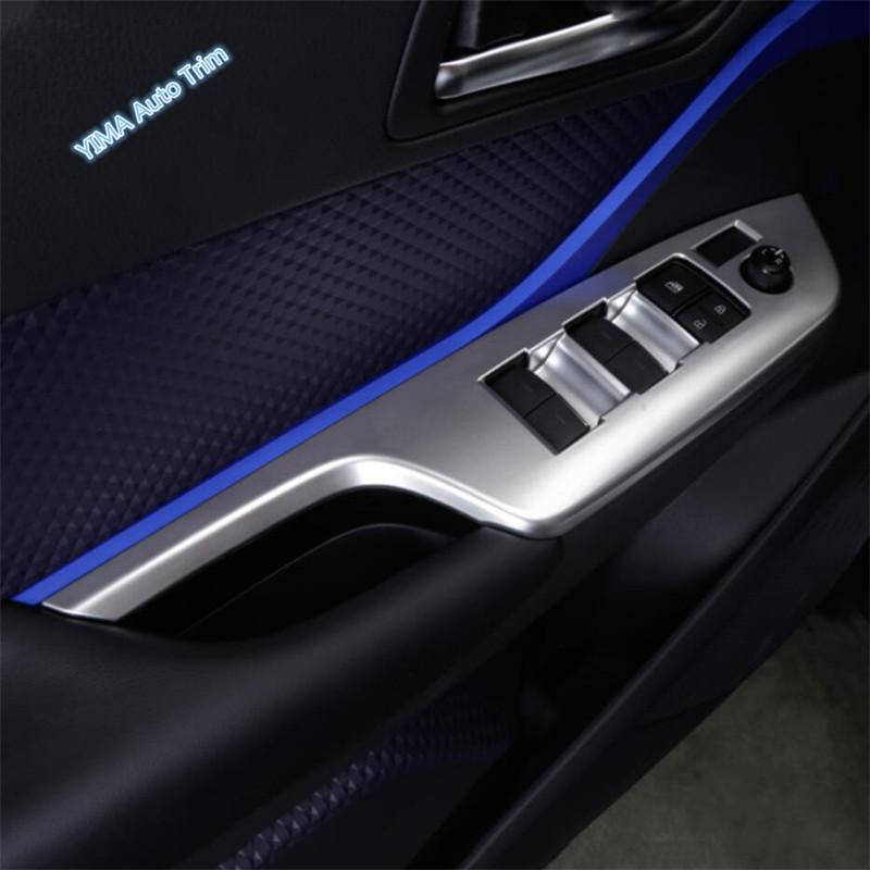 Carbon Fiber Look Car Window Glass Lift Switch Button Decor Cover Trim Sticker ABS Accessories For Toyota C-HR CHR 2016 -