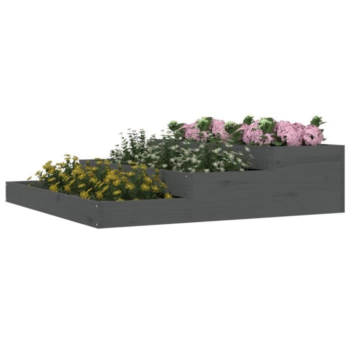 VidaXL Jardinière Gris 107x107x27 cm Bois massif de pin 823915
