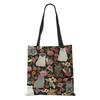 Women Handbag Linen Totes with Family Cat Print Casual Traveling Beach Gift Bags CLE