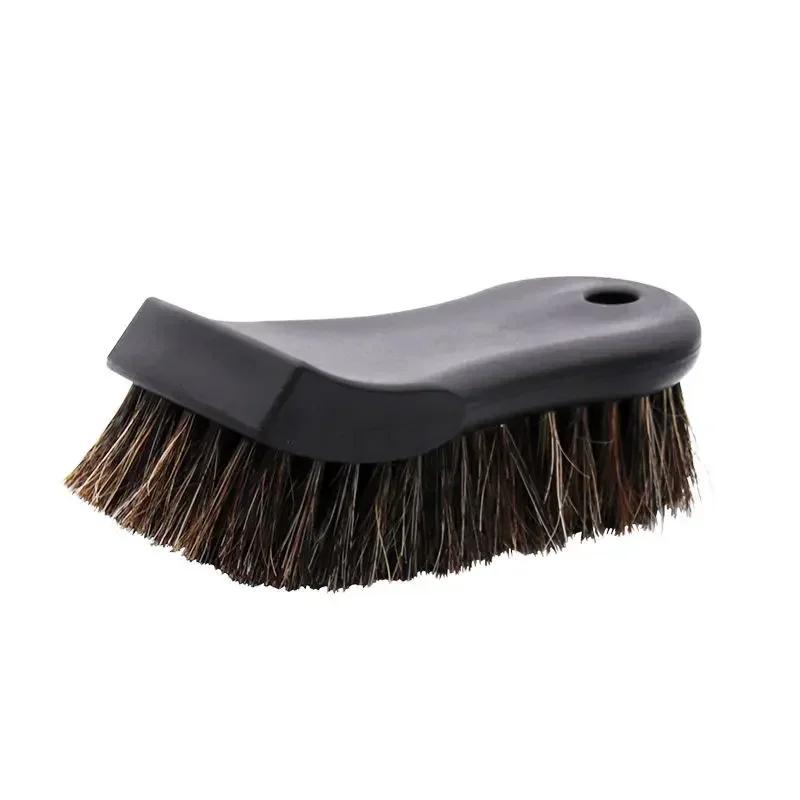 Horsehair Leather Textile Cleaning Brush for Car Interior Furniture Apparel Bag Shine Polishing Brush Auto Wash