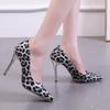 High Heels Single Shoes Women's Autumn New Pointed Leopard Print Advanced Sense Large Size Fine Heel Temperament Light Mouth Daily Wear