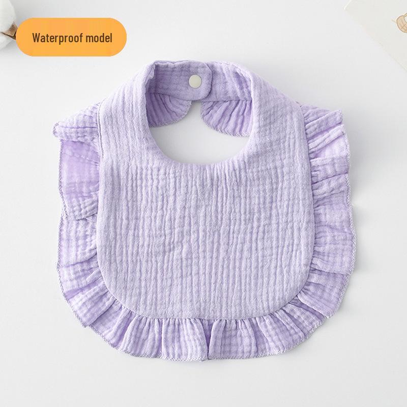 Ruffle Lace Waterproof Cotton Baby Bib (Seven-Layer Gauze)