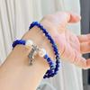 4Mm Natural Lapis Lazuli Freshwater Pearl Multi-Circle Design Bracelet Bracelet.