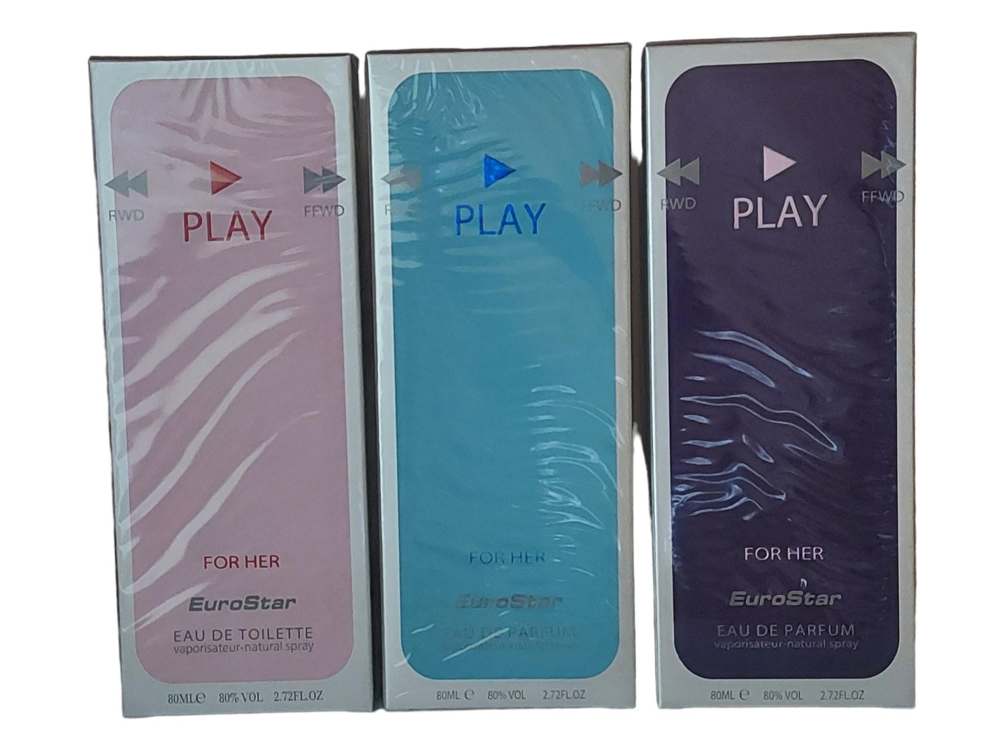

Жіноча туалетна вода PLAY FOR HER PINK Euro Star 80 ML + 80 ML + 80 ML рожевий/синій