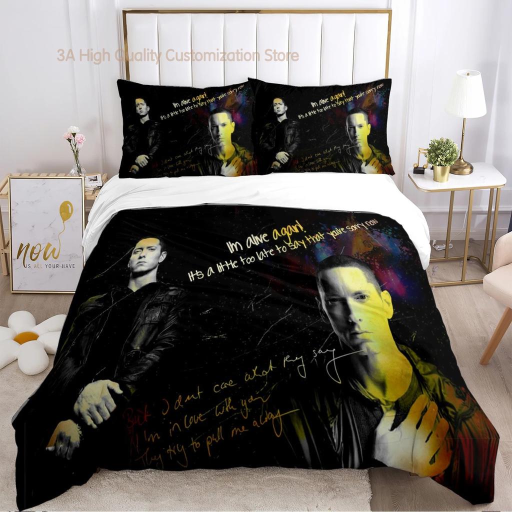 Eminem cantante hip-hop Copripiumino per tutte le stagioni Piumino Set biancheria da letto Copripiumino morbido e federe Singolo/Matrimoniale/Queen/King